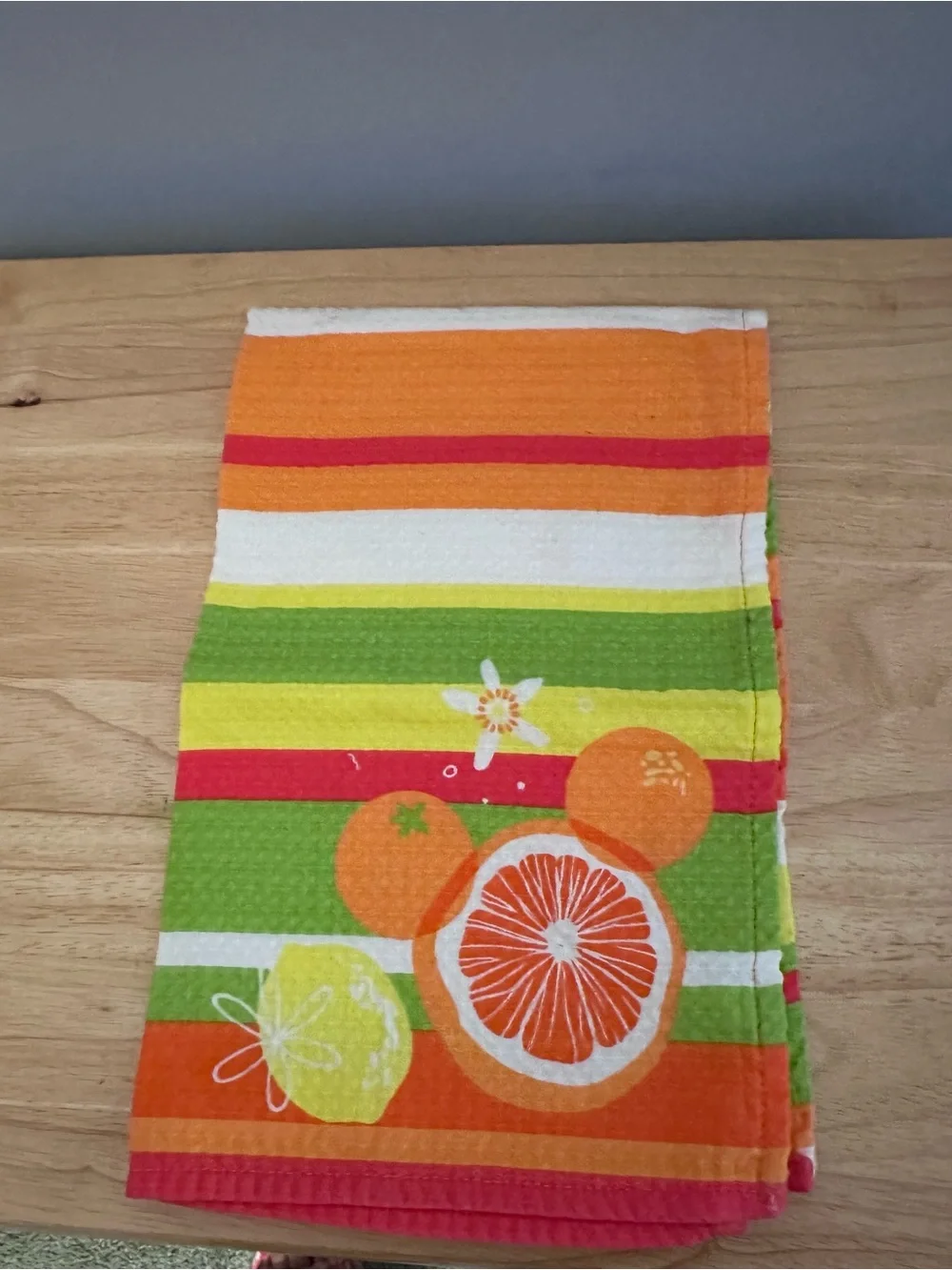 Bright Citrus Stripe Kitchen Towel - Orange, Green, Yellow